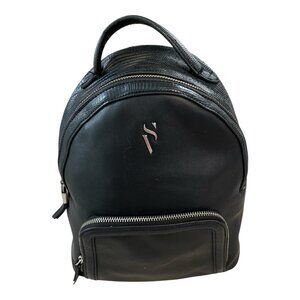Simply Vera Vera Wang Black Faux Leather Mini Backpack – Textured Trim – Modern
